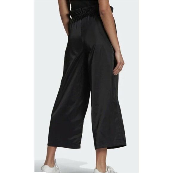 ADIDAS ORIGINALS | 7/8 Length Wide Leg Satin Look Track Pants Women’s Size Small - Picture 3 of 15